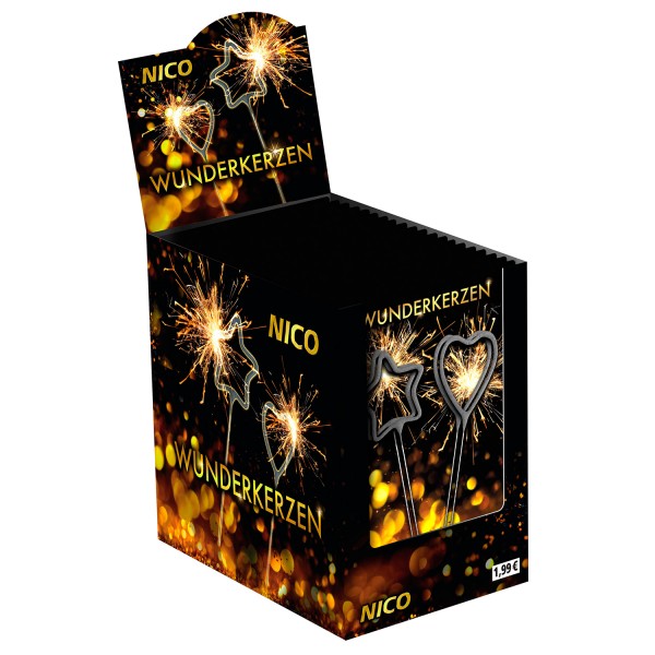 96 Symbol Wunderkerzen Herz & Stern im Display | 24x 4er Tüte